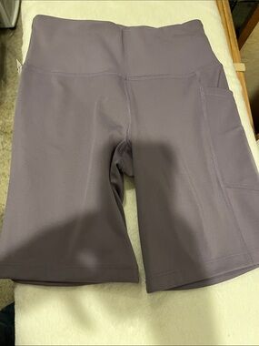 DKNY Lavender High-Rise Bike Shorts with Side Pocket